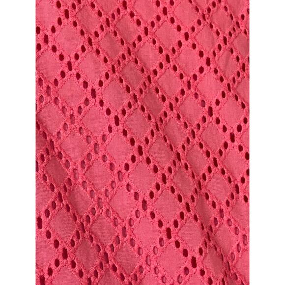 Maggy London Coral Eyelet V Neck A Line Dress Size 12 - Picture 7 of 9